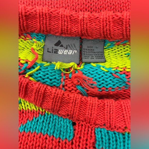 Vintage Lizwear Bright Colorful Multi Geometric Knit Sweater Size Large‎ - Picture 8 of 10